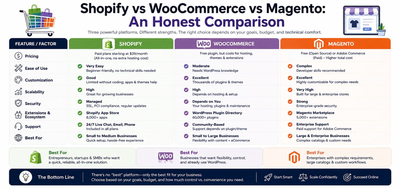 Shopify vs WooCommerce vs Magento: An Honest Comparison